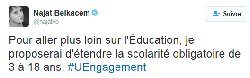 N Vallaud-Belkacem souhaite étendre la scolarité obligatoire de 3 à 18 ans