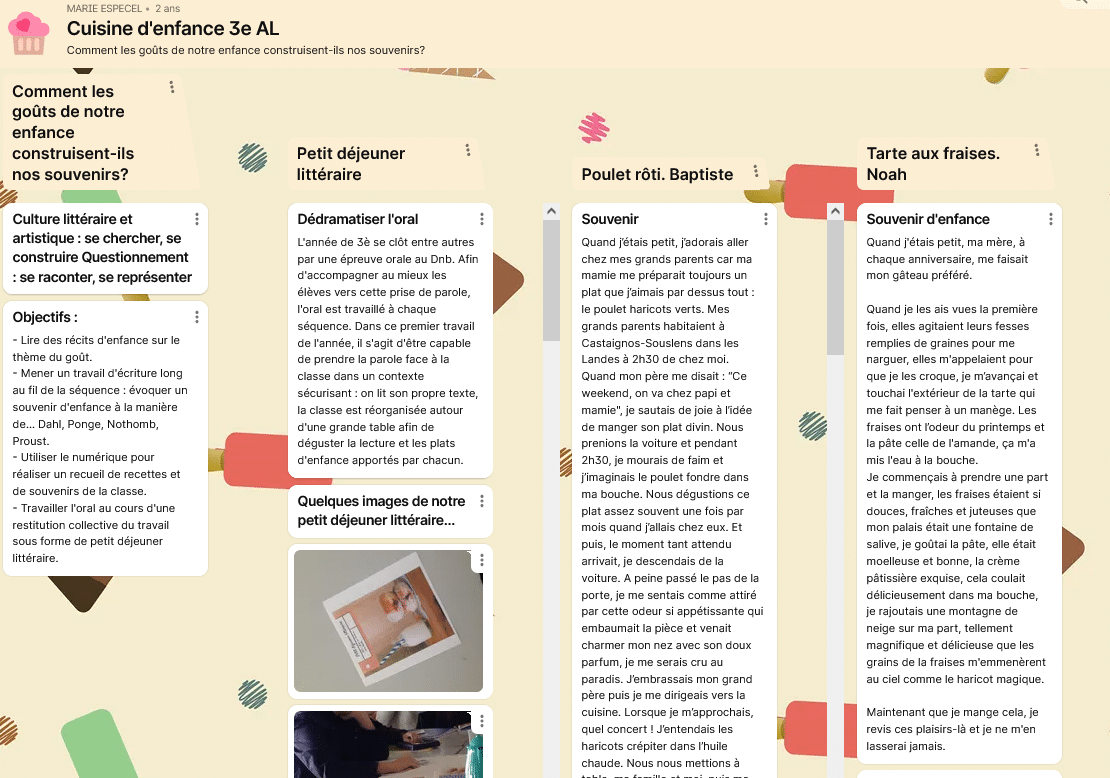 Des 3èmes à la recherche des gouts de l’enfance
