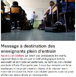 Appel aux enseignants plein d&rsquo;entrain