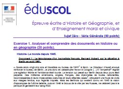 Histoire-géo : Sujet zéro pour le brevet