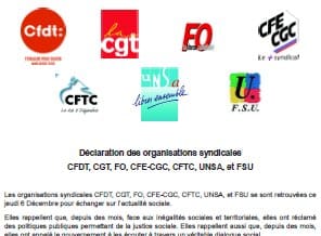 Un appel unanime à la négociation des 6 fédérations syndicales