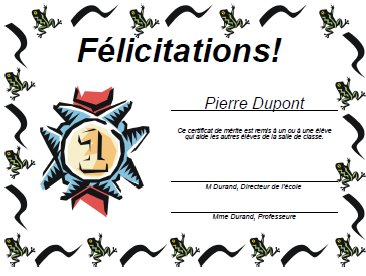 Des diplômes pour la classe