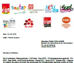Préavis de grève dans l&rsquo;enseignement agricole