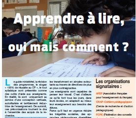 Apprendre à lire, le point des mouvements enseignants