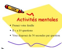 Maths : Des activités mentales