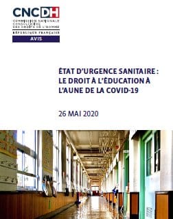 CNCDH : L&rsquo;Education nationale ne doit pas louper le déconfinement