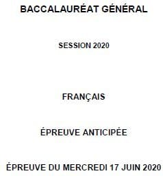 Découvrir en septembre 2020 le sujet EAF de juin…