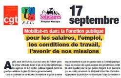 Journée d&rsquo;action le 17 septembre dans la fonction publique