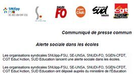 Une intersyndicale lance une alerte sociale dans les écoles