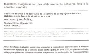 La circulaire sur la continuité pédagogique
