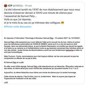 Un enseignant poursuivi pour s&rsquo;être exprimé sur l&rsquo;assassinat de Samuel Paty