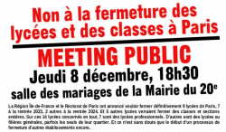 Meeting contre la fermeture des lycées parisiens
