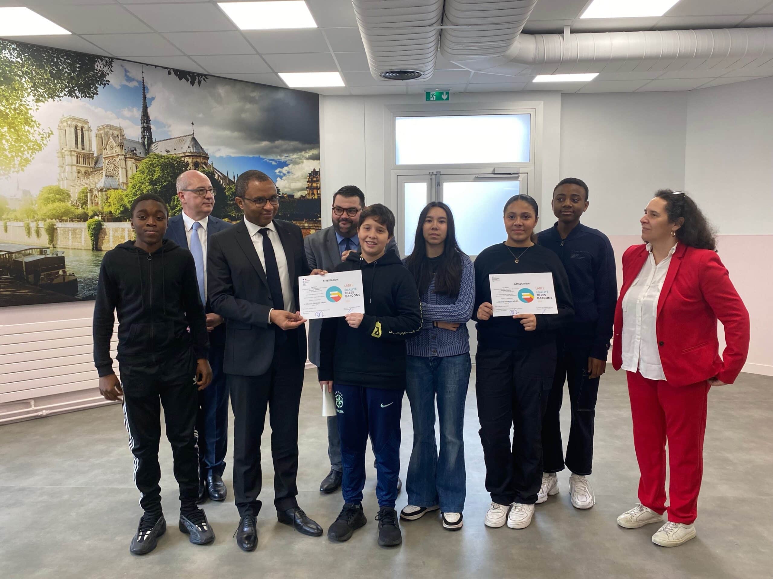 Label « égalité filles-garçons » pour le collège Méliès