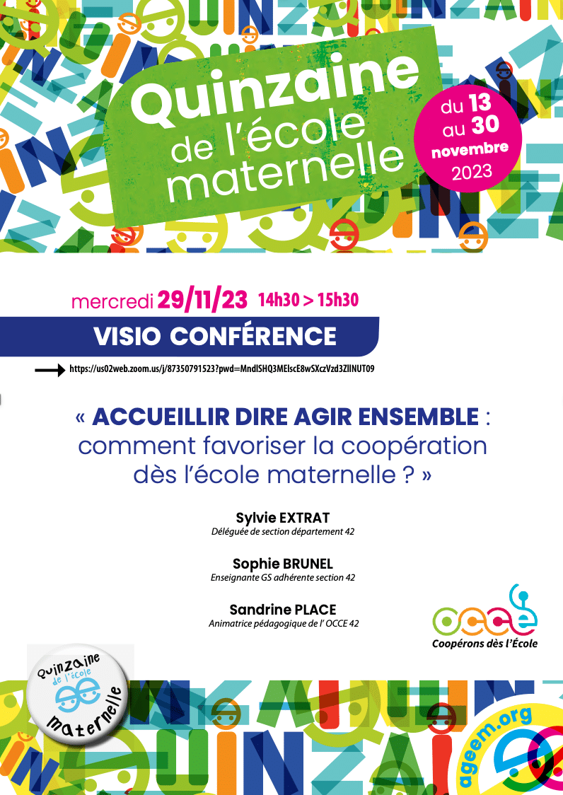 Quinzaine de la maternelle : une conférence de l&rsquo;Ageem