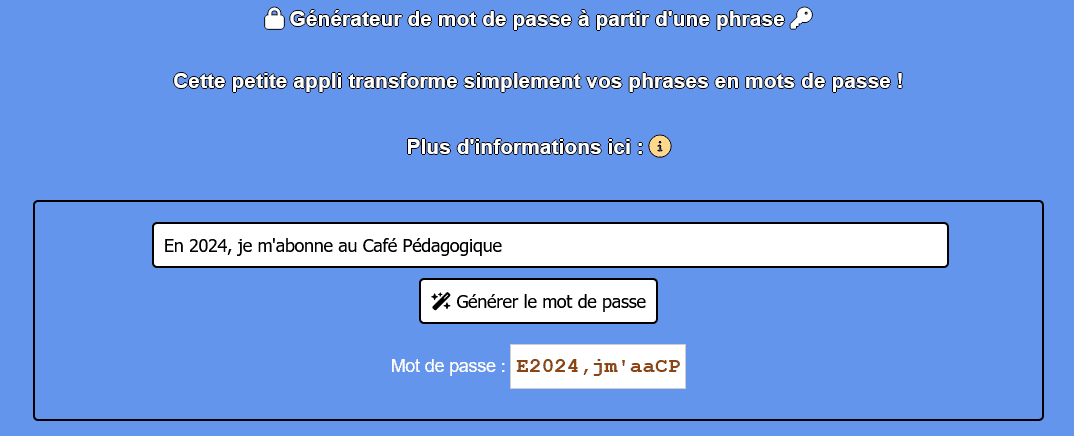 Générer un mot de passe sécurisé et mémorisable