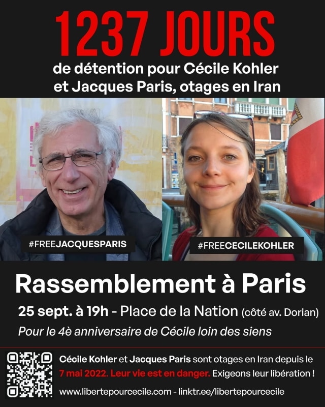 Cécile Kohler, Jacques Paris : rassemblements partout en France le 25 septembre