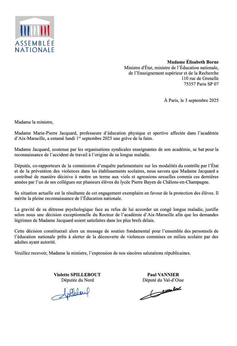 Grève de la faim de Marie-Pierre Jacquard : les députés s&rsquo;en mêlent