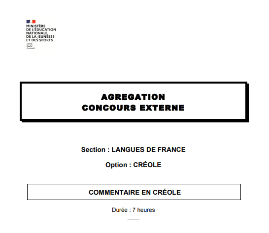 Suspension de l’agrégation de créole en 2026