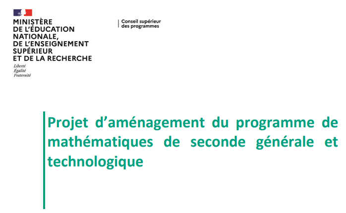 Consultation sur les projets de programmes de mathématiques de lycée