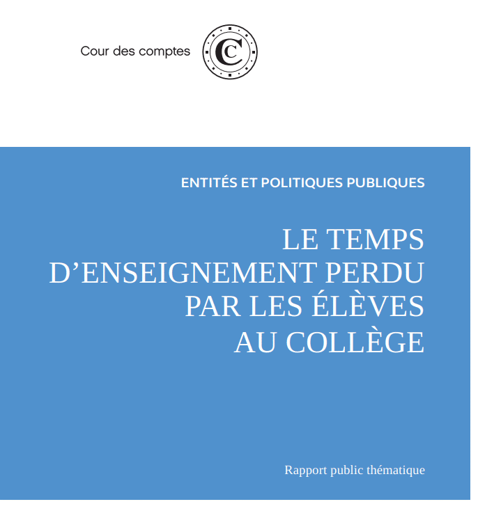 Cour des comptes : 10% des heures de cours non-remplacés et des inégalités territoriales, sociales, disciplinaires