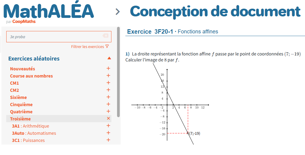 Maths : générer des exercices en ligne par classe et par thème