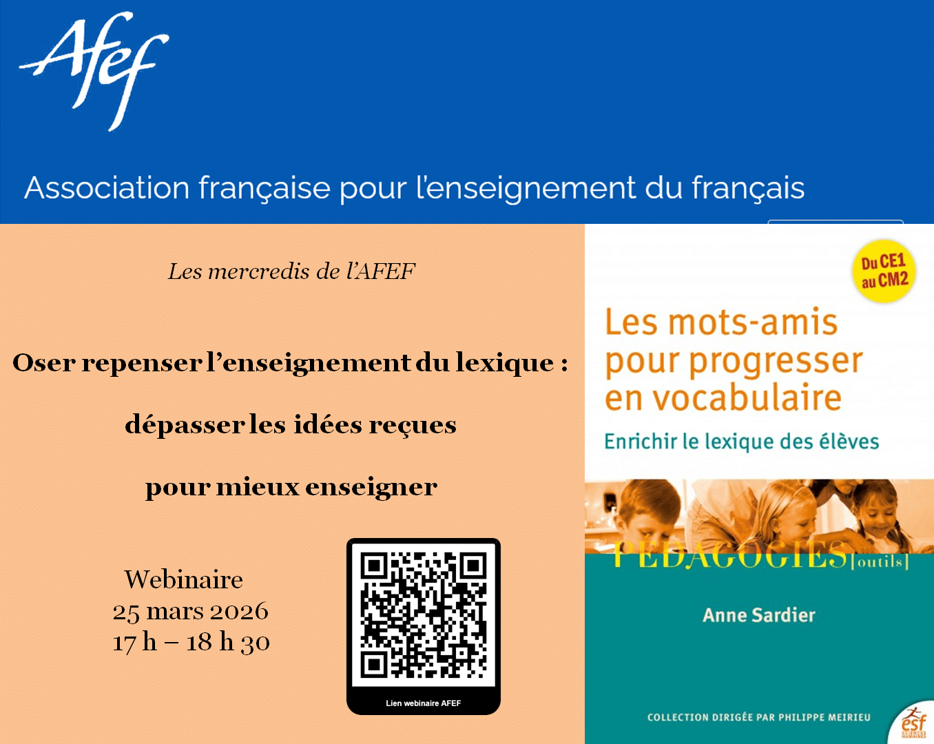 Enseigner le lexique : un webinaire AFEF