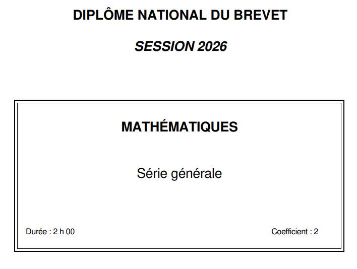 Sujets de mathématiques au Brevet des collèges 2026
